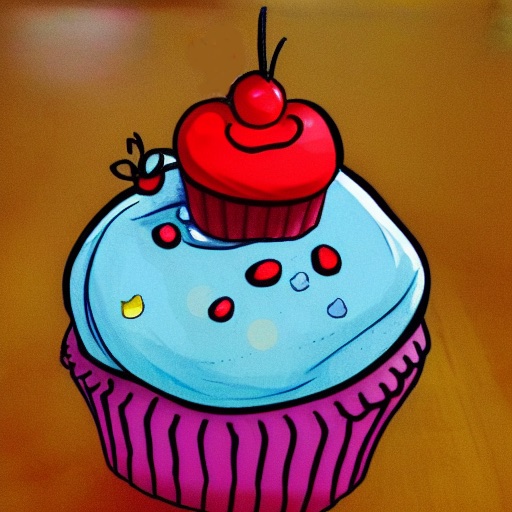 cute cupcake, cartoon - Stable Diffusion