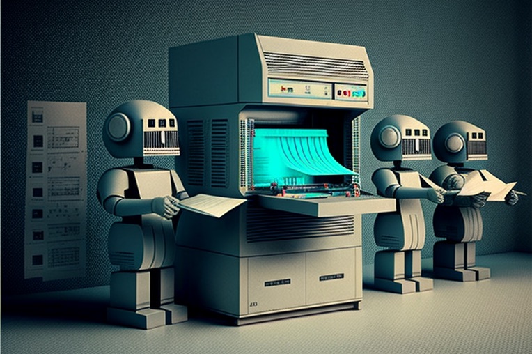 futuristic machine making copies of people - midjourney
