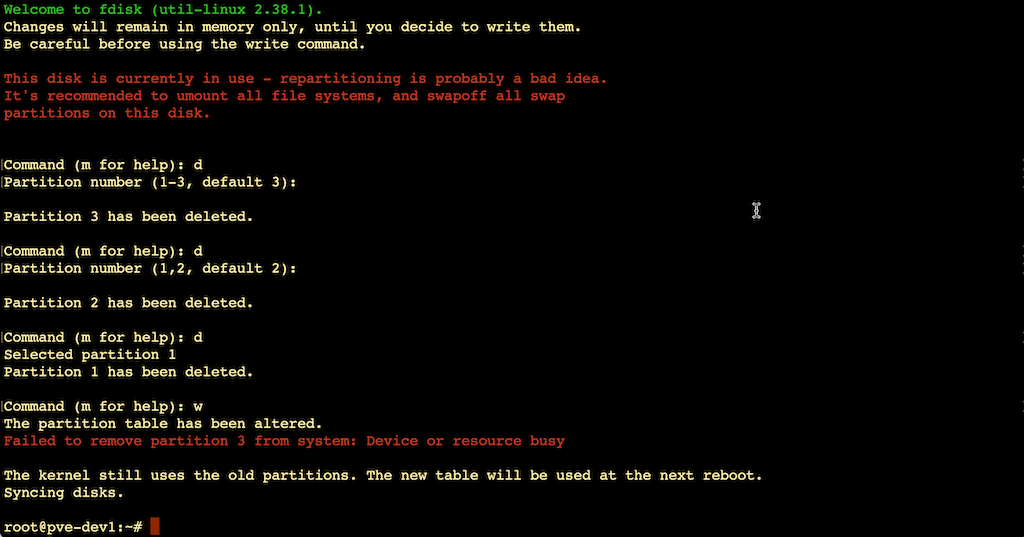 fdisk screenshot