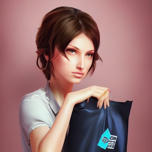pretty! woman holding a bag of trash, Artstation - Stable Diffusion